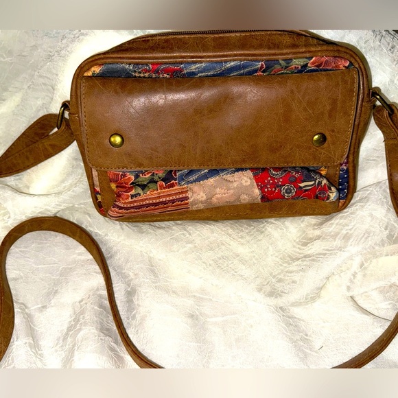 Brown Leather Crossbody Bag with Transparent Panel - Picture 1 of 5
